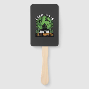 Double Toil Trouble Witch Pumpkin Halloween Cobweb Hand Fan