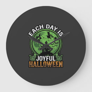 Double Toil Trouble Witch Pumpkin Halloween Cobweb Large Clock