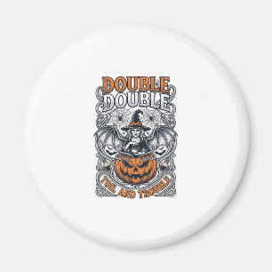 Double Toil Trouble Witch Pumpkin Halloween Cobweb Magnet