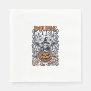 Double Toil Trouble Witch Pumpkin Halloween Cobweb Napkin