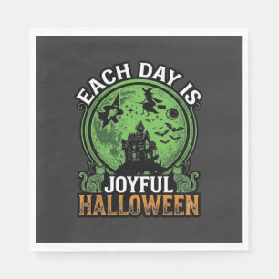 Double Toil Trouble Witch Pumpkin Halloween Cobweb Napkin
