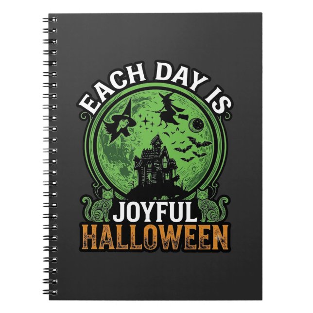 Double Toil Trouble Witch Pumpkin Halloween Cobweb Notebook (Front)
