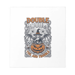 Double Toil Trouble Witch Pumpkin Halloween Cobweb Notepad
