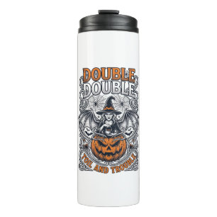 Double Toil Trouble Witch Pumpkin Halloween Cobweb Thermal Tumbler
