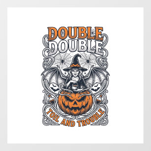 Double Toil Trouble Witch Pumpkin Halloween Cobweb Window Cling