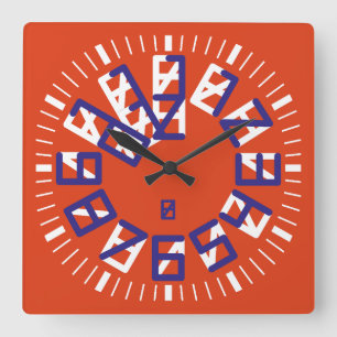 Double Triangle Numbers by Masanser Pixelat Square Wall Clock