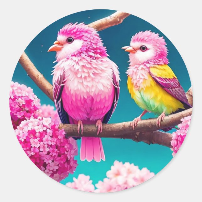 Double Trouble in Pink Classic Round Sticker (Front)