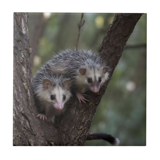 Double Trouble in the Canopy: Twin Possums Tile (Front)