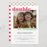 Double Trouble Joint Kids Photo Birthday Party Invitation<br><div class="desc">A modern kids children joint birthday party invitation template with your photo of choice and "double trouble" as photo overlay - change the text colour in the design tool if you like! This brother sister birthday party invitation would also fit perfectly for a twins birthday party card. Fully editable text...</div>