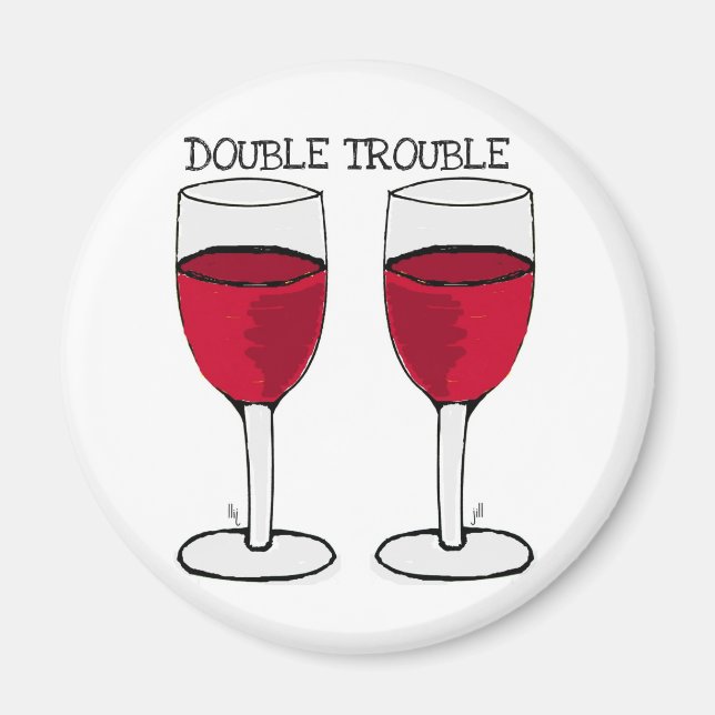 DOUBLE TROUBLE RED WINE PAIR PRINT MAGNET (Front)