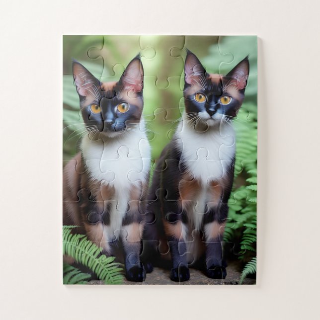Double Trouble Siamese Cat Twins, Jigsaw Puzzle (Vertical)