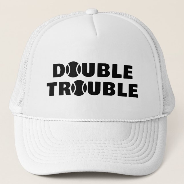 DOUBLE TROUBLE tennis trucket hat for team players (Front)