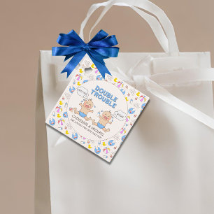 Double Trouble Twin Boys Baby Shower Favour Tags
