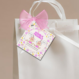 Double Trouble Twin Girls Baby Shower Favour Tags