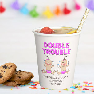 Double Trouble Twin Girls Baby Shower Paper Cups