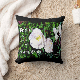 Double Tulips Psalm 46:10 Cushion
