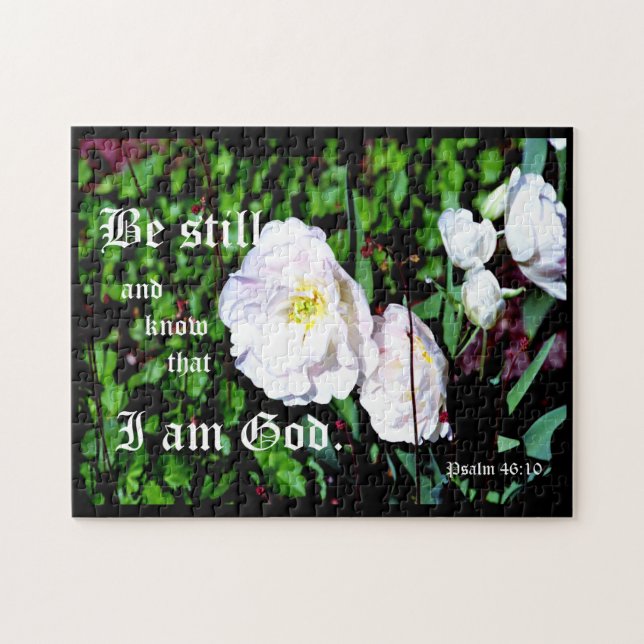 Double Tulips Psalm 46:10 Jigsaw Puzzle (Horizontal)