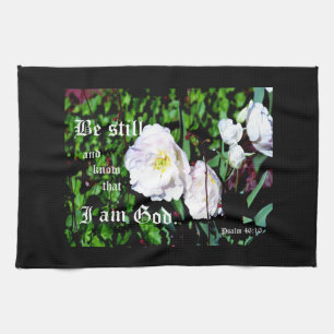 Double Tulips Psalm 46:10 Tea Towel
