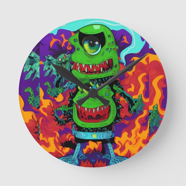 Double Up on Monstrosity - Ken Gauge Art Round Clock (Front)