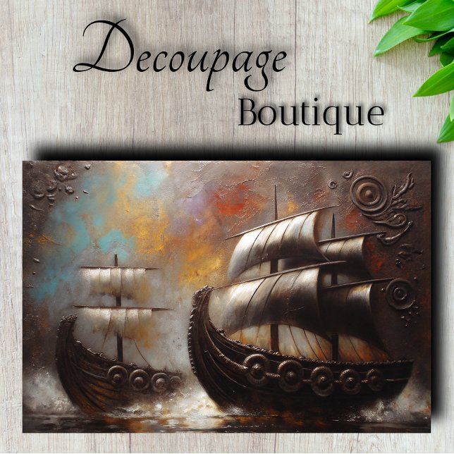 Double Viking Ships Decoupage Tissue Paper (Double Viking Ships Decoupage Tissue Paper)