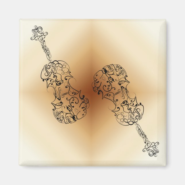 Double Violin Scrawl Magnet (Front)
