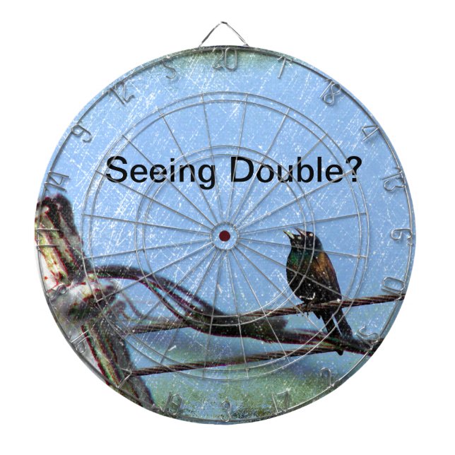 Double Vision, Grackle on a Line Dartboard (Front)