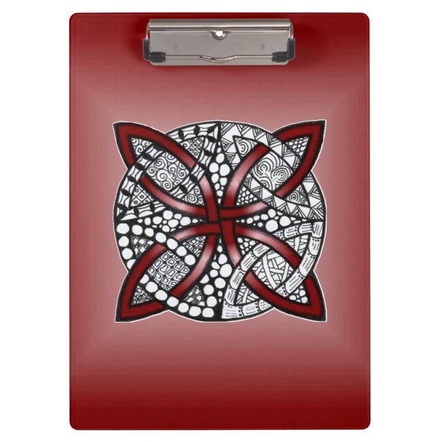 Double Wedding Ring Pattern Red Clipboard (Front)
