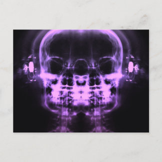 Double X-Ray Skulls with Headphones - Purple Postcard