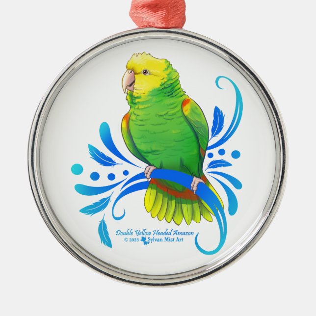 Double Yellow Headed Amazon Parrot Metal Tree Decoration (Front)