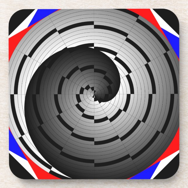 Double Yin Yang Spiral by Kenneth Yoncich Coaster (Front)