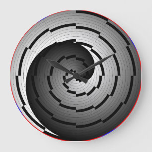 Double Yin Yang Spiral by Kenneth Yoncich Large Clock