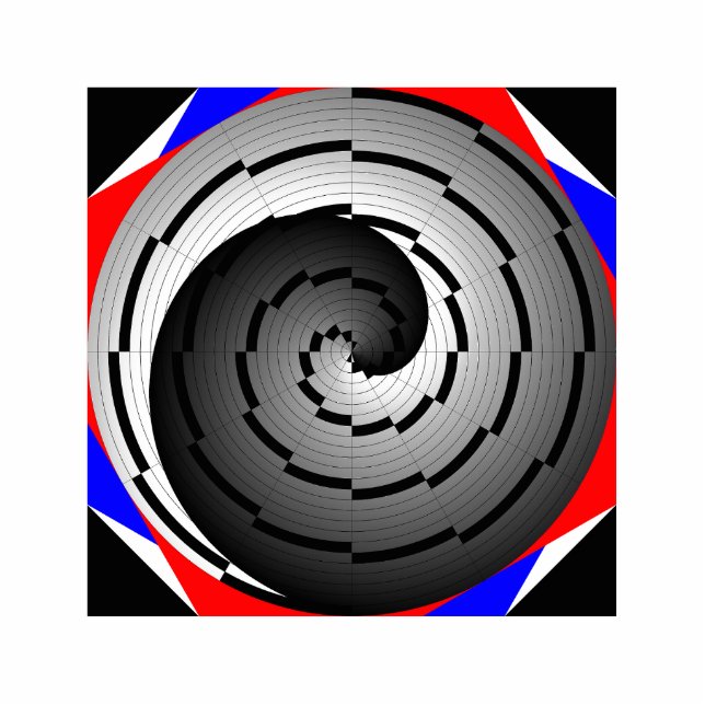 Double Yin Yang Spiral by Kenneth Yoncich Photo Sculpture Key Ring (Front)