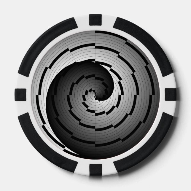 Double Yin Yang Spiral by Kenneth Yoncich Poker Chips (Front)