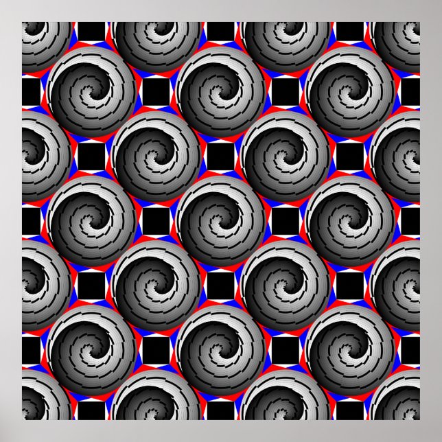 Double Yin Yang Spiral by Kenneth Yoncich Poster (Front)