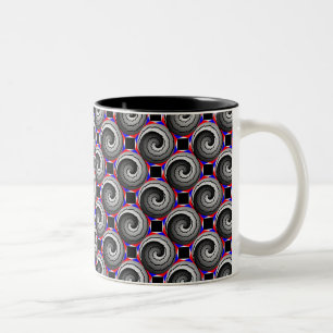Double Yin Yang Spiral by Kenneth Yoncich Two-Tone Coffee Mug