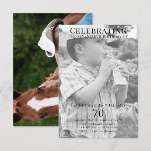 Double Young/Old Photo 70th Birthday Invitation