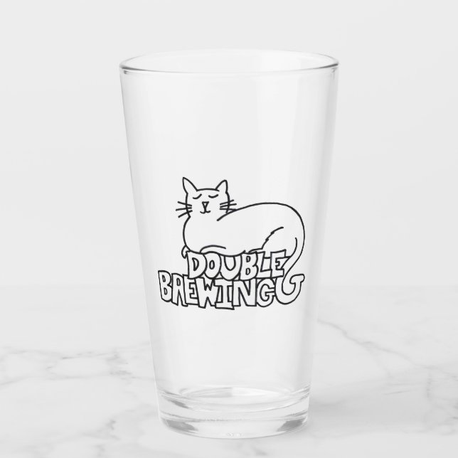 DoubleG Brewing Outline Cat Pint Glass (Front)