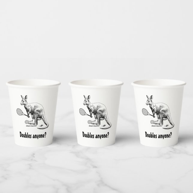 Doubles Anyone? Kangaroo Tennis Player Paper Cups (Multi)