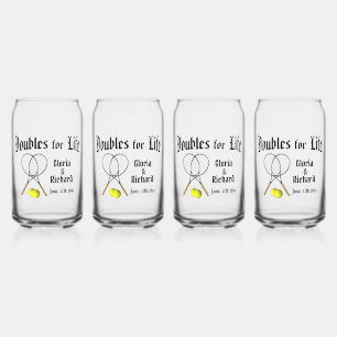 Doubles for  Life Tennis Wedding Can Glass