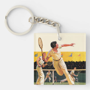Doubles Tennis Match Key Ring