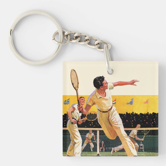 Doubles Tennis Match Key Ring (Front)