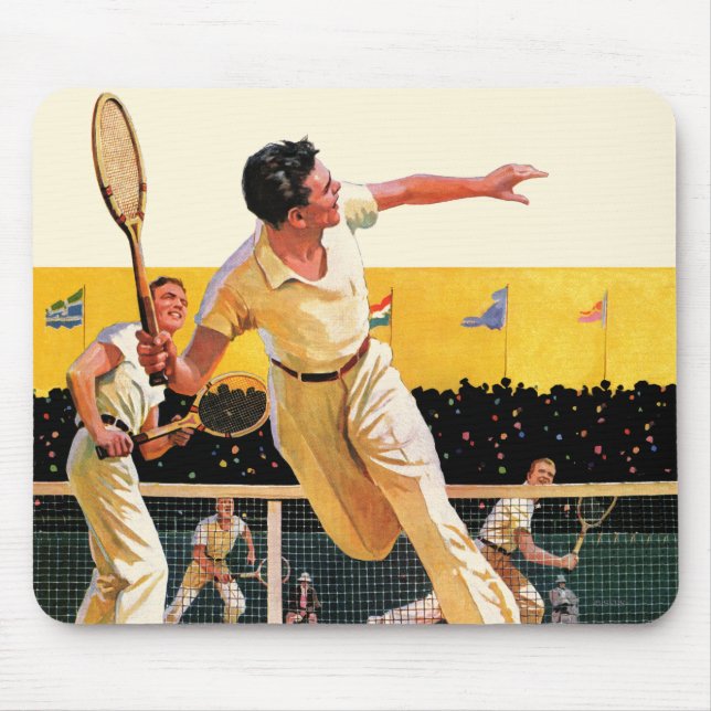 Doubles Tennis Match Mouse Mat (Front)