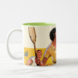 Doubles Tennis Match Two-Tone Coffee Mug