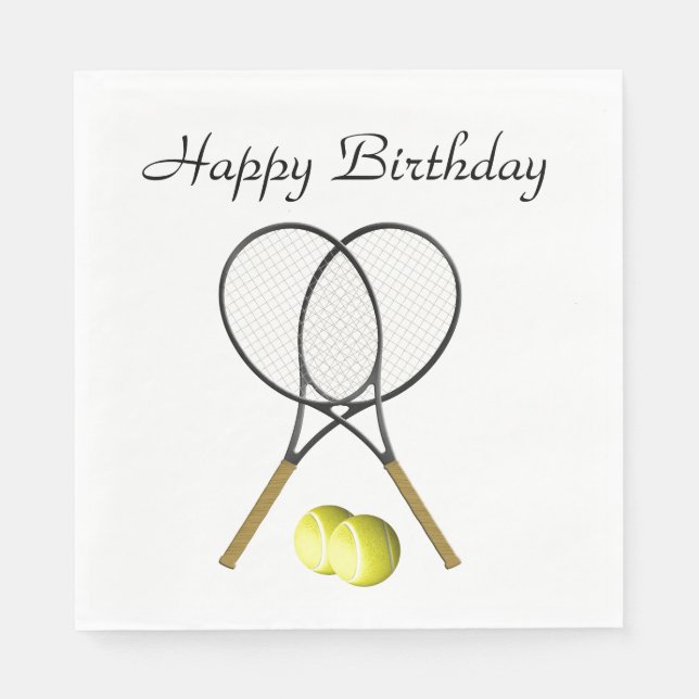 Doubles Tennis Sport Birthday Napkin (Front)