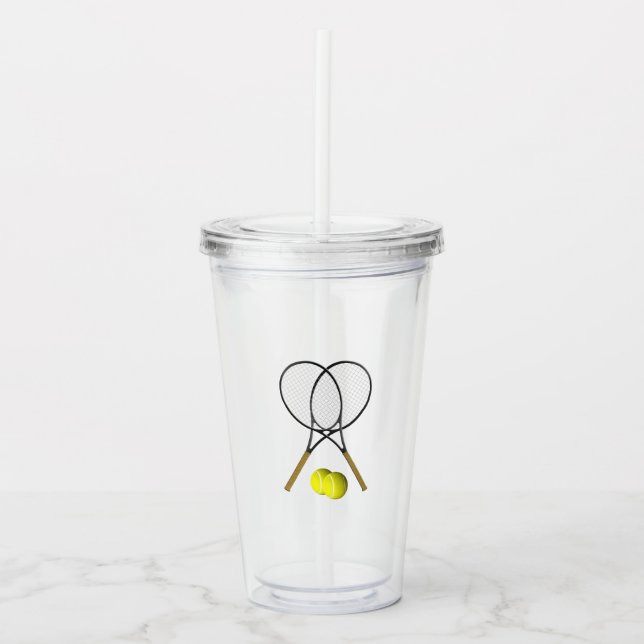Doubles Tennis Sport Theme Acrylic Tumbler (Front)