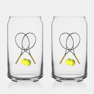 Doubles Tennis Sport Theme Can Glass