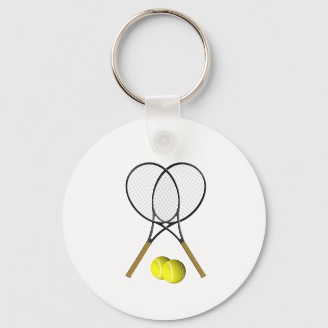 Doubles Tennis Sport Theme Key Ring (Front)