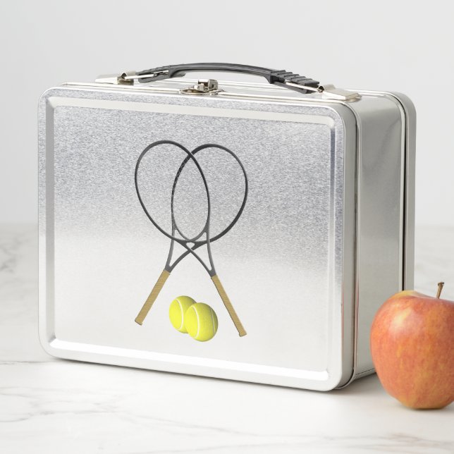Doubles Tennis Sport Theme Metal Lunch Box (In Situ)