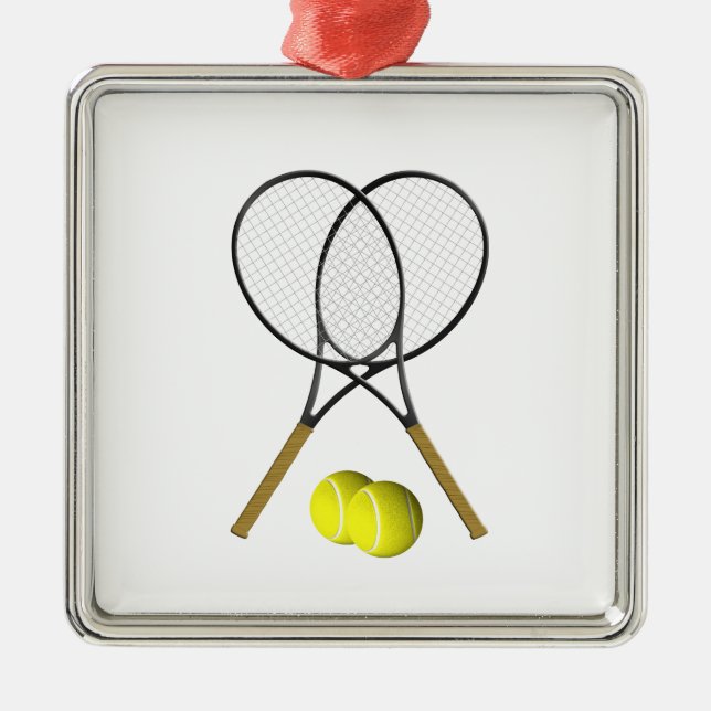Doubles Tennis Sport Theme Metal Tree Decoration (Front)