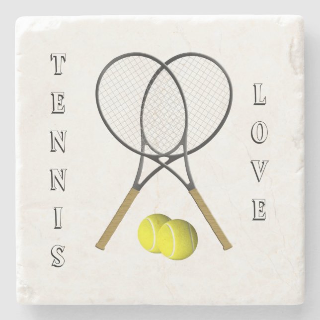 Doubles Tennis Sport Theme Personal Stone Coaster (Front)